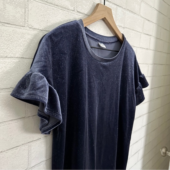 OLD NAVY Blue Sparkle Velvet Ruffle Sleeve Top - Picture 3 of 9
